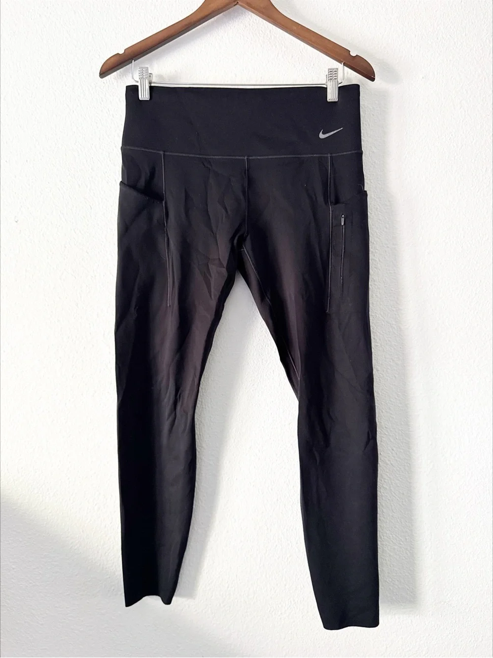 Nike Go Dri-FIT High Rise Leggings Pockets Black Women’s Large Athletic Sporty
